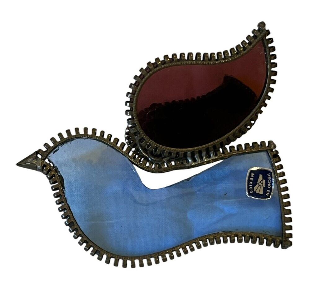 STAINED GLASS 3D Bird SUNCATCHER Window Hanging Made In Mexico Blue